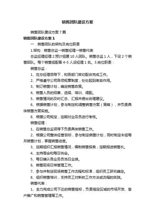 销售团队建设方案