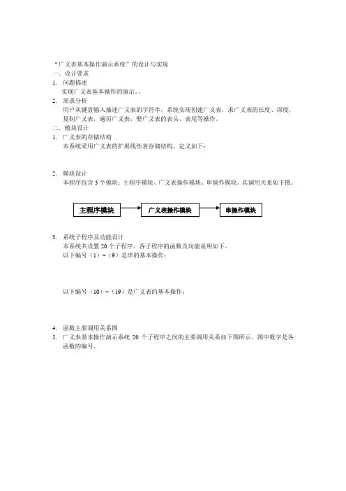 广义表基本操作演示系统