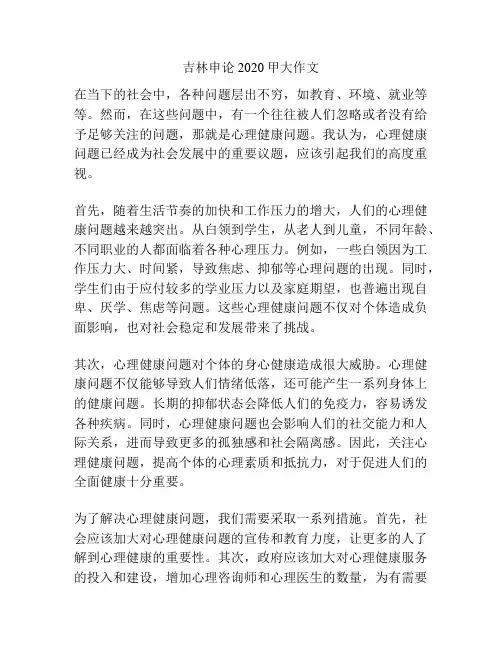 吉林申论2020甲大作文