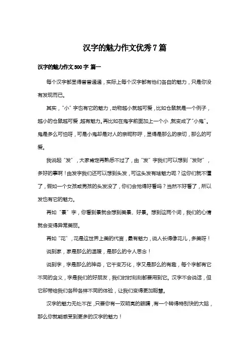 汉字的魅力作文优秀7篇