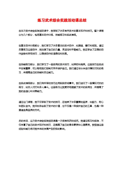 练习武术综合实践活动课总结