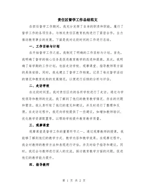 责任区督学工作总结范文