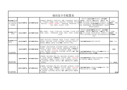 福田皮卡到车配置 表