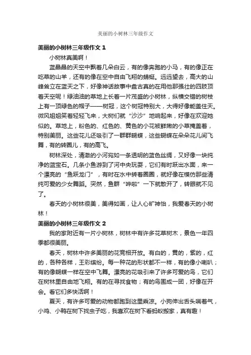 美丽的小树林三年级作文