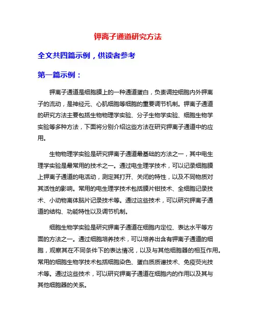 钾离子通道研究方法