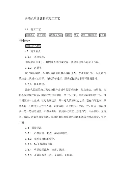 内墙及顶棚乳胶漆施工工艺