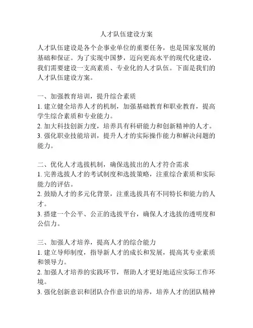 人才队伍建设方案