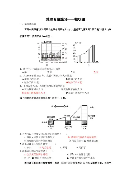 地理专题练习——柱状图