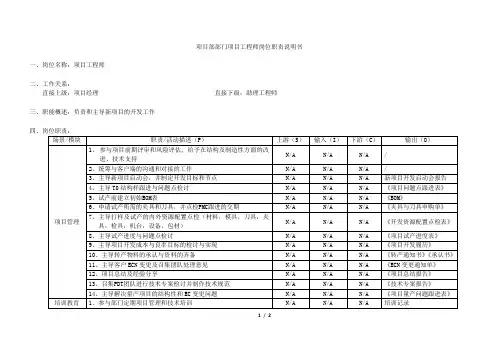 项目部工程师岗位职责说明书[模板]