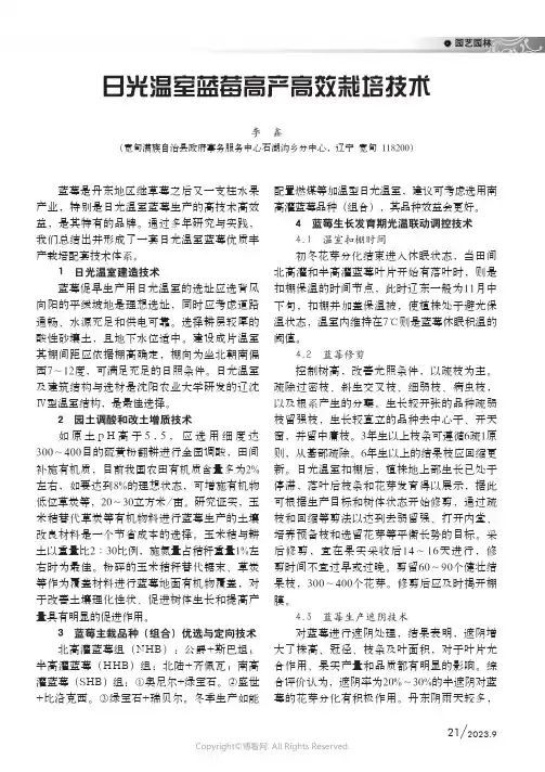 日光温室蓝莓高产高效栽培技术