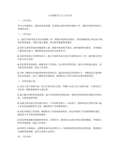 小学报账员个人工作计划