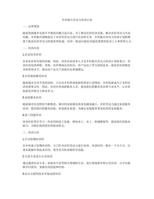 乡村振兴劳动力培训计划