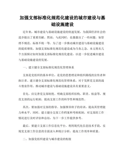 加强支部标准化规范化建设的城市建设与基础设施建设