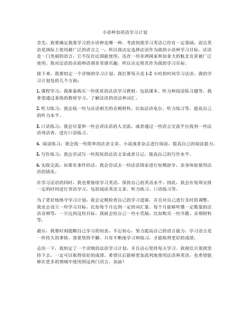 小语种加英语学习计划