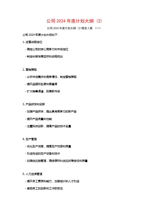 公司2024年度计划大纲3篇