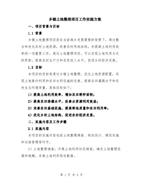 乡镇土地整理项目工作实施方案