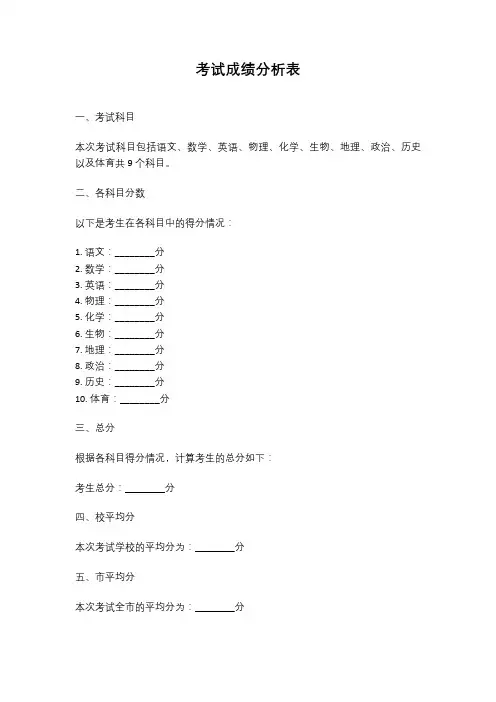 考试成绩分析表