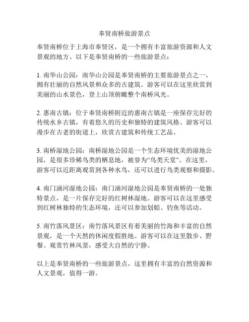 奉贤南桥旅游景点