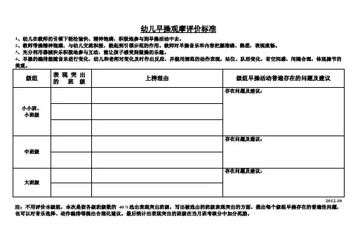 幼儿早操评比表