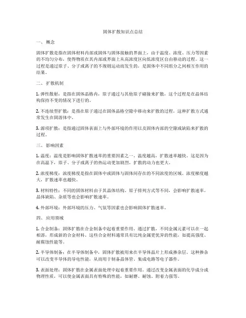 固体扩散知识点总结