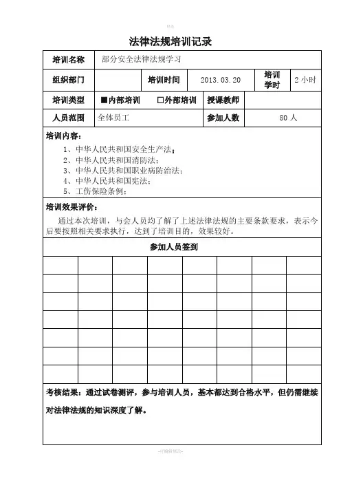 法律法规培训记录