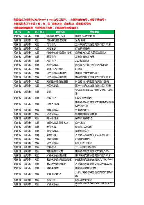 2020新版湖南省益阳市南县化妆品工商企业公司商家名录名单黄页联系电话号码地址大全46家