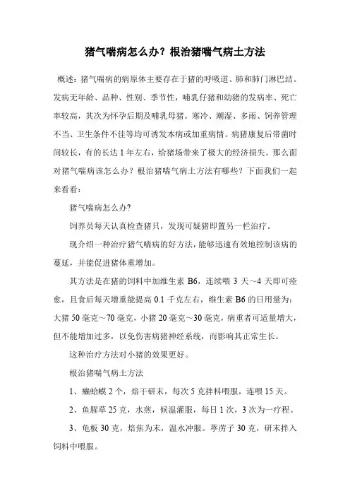 猪气喘病怎么办？根治猪喘气病土方法.doc