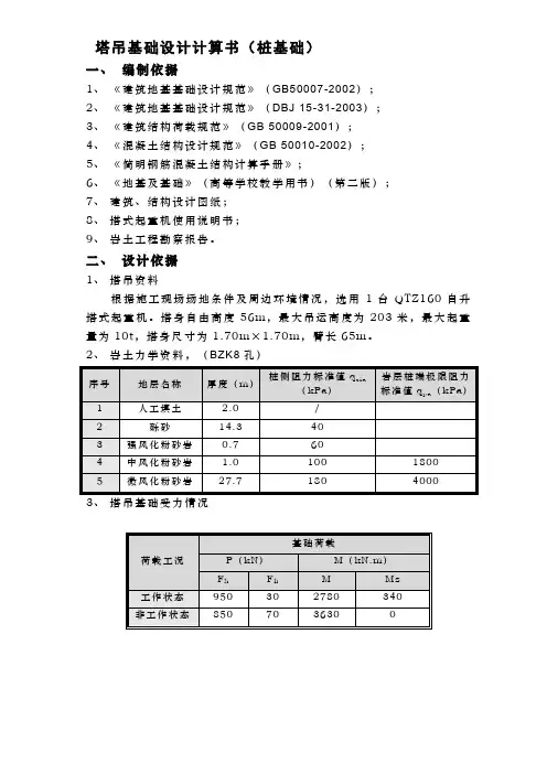 塔吊基础设计计算书(桩基础)