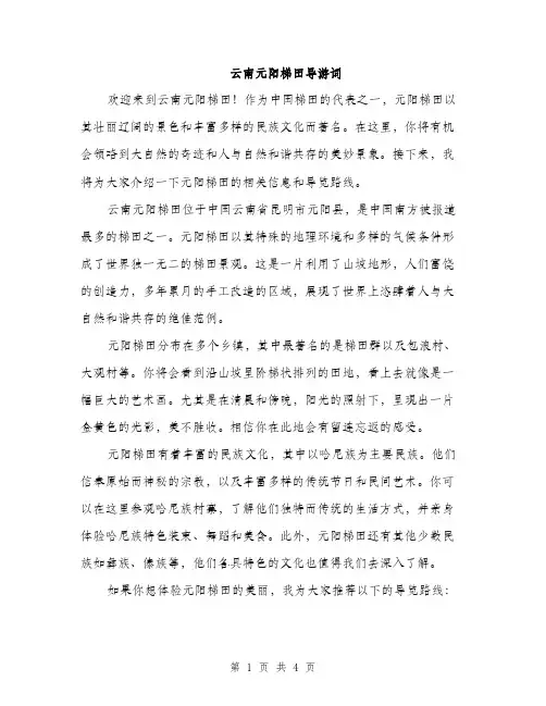 云南元阳梯田导游词(2篇)