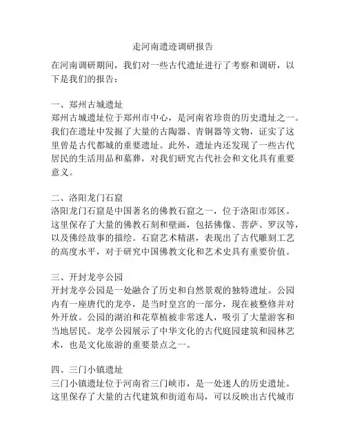 走河南遗迹调研报告