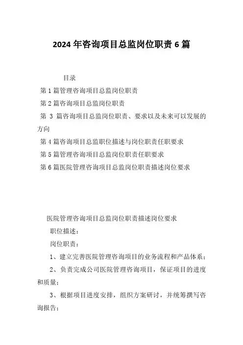 2024年咨询项目总监岗位职责6篇