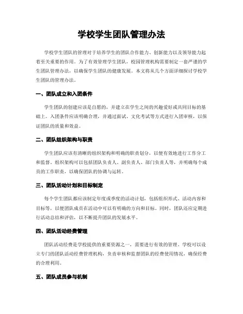 学校学生团队管理办法