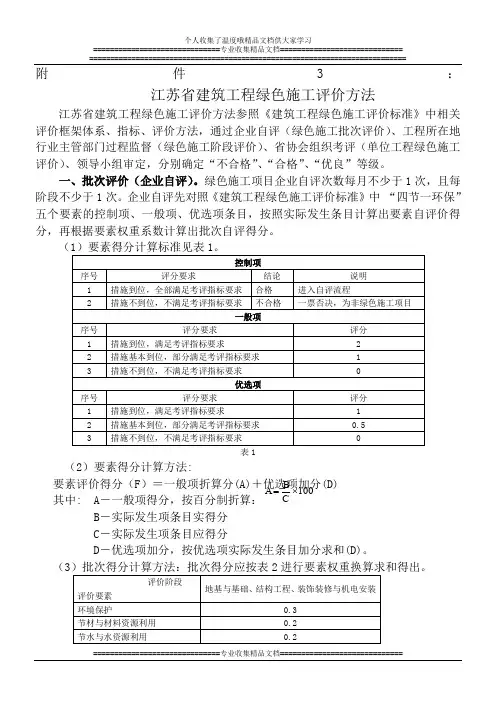 江苏省建筑工程绿色施工评价方法