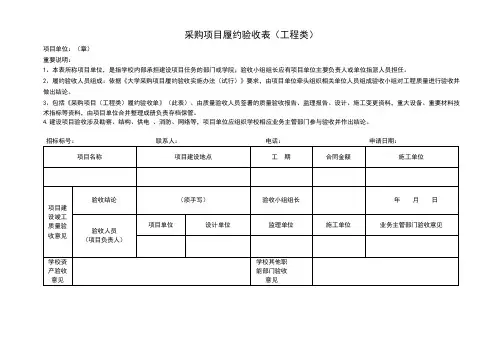 采购项目履约验收表