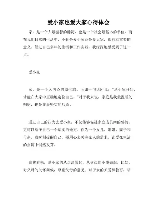 爱小家也爱大家心得体会