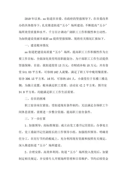 最新乡镇“五小”场所建设情况专题报告