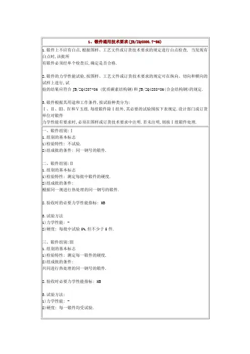 锻件通用技术要求内容