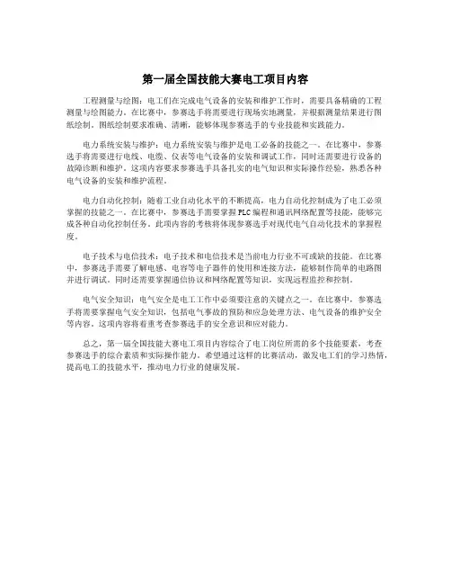 第一届全国技能大赛电工项目内容