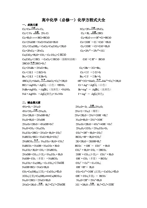 化学方程式大全