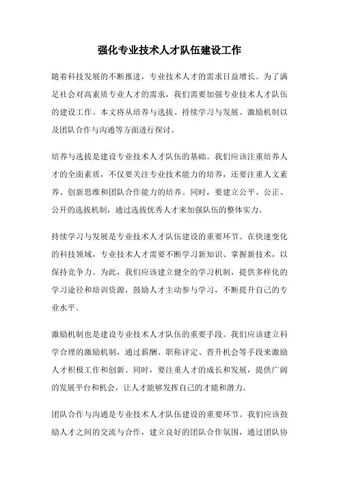 强化专业技术人才队伍建设工作
