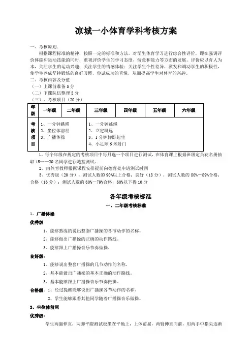 体育学科考核方案