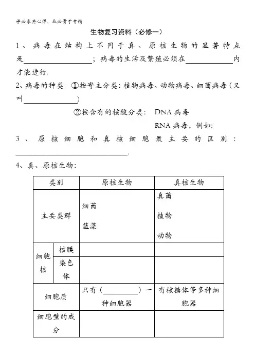 2014高考生物一轮复习学案：(知识要点总结)1 人教版