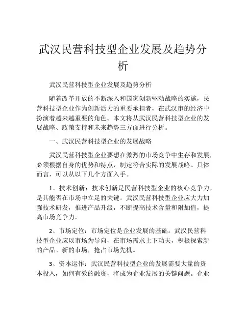 武汉民营科技型企业发展及趋势分析