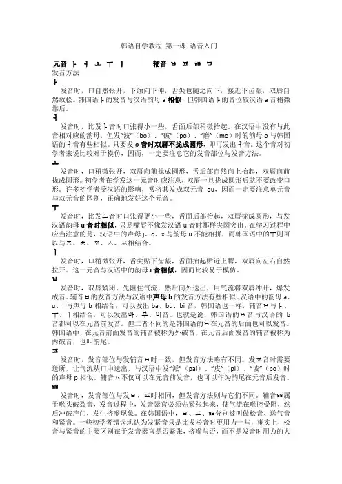 韩语第一课语音入门