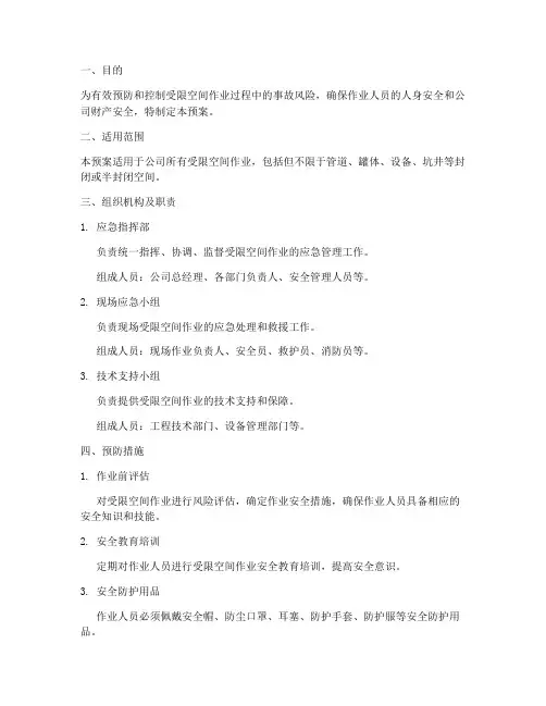 受限空间应急预案范文