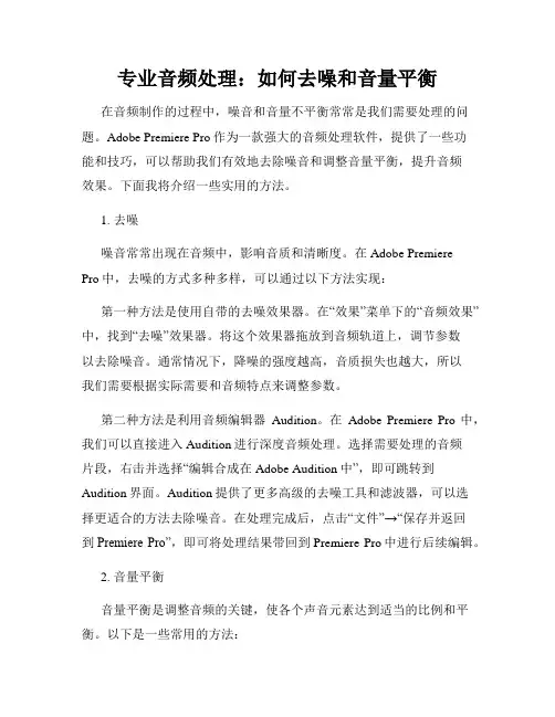 专业音频处理 如何去噪和音量平衡
