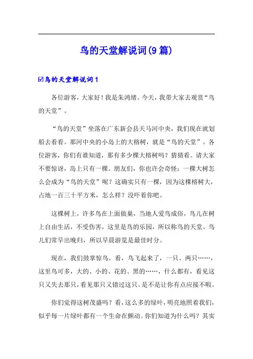 鸟的天堂解说词(9篇)