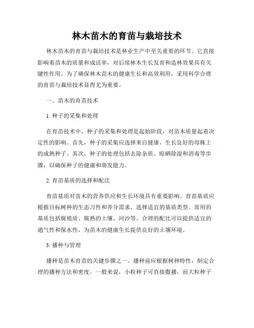 林木苗木的育苗与栽培技术