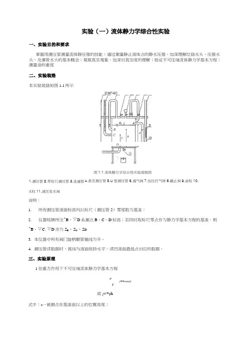 《流体力学》实验指导书