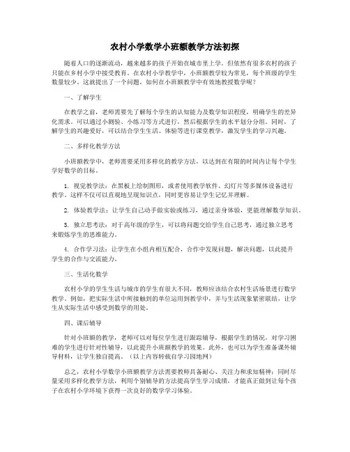 农村小学数学小班额教学方法初探